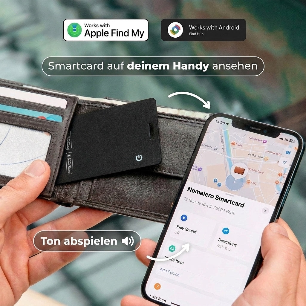 Kompatibel mit Apple Find My und Google Find Hub